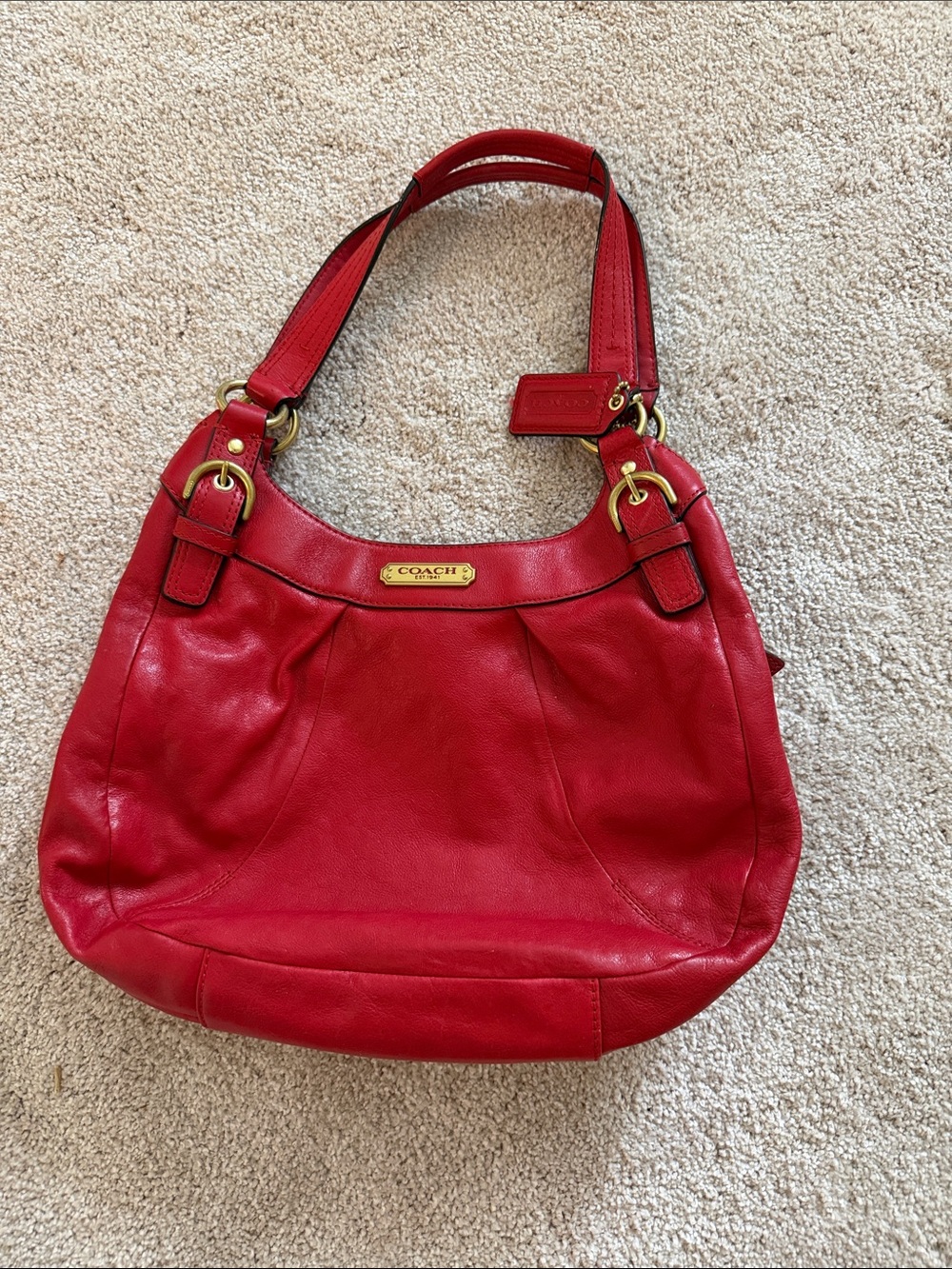 Coach Red Leather Shoulder Bag with Gold Hardware- LIKE NEW- never worn
